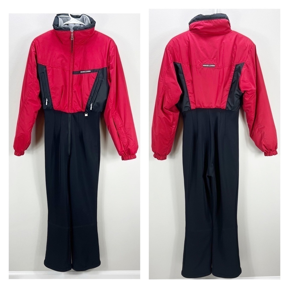NILS Red Black‎ Retro Vintage Snowsuit Jumpsuit Ski Suit Size 10